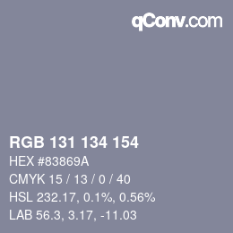 Color code: RGB 131 134 154 | qconv.com