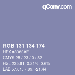 Color code: RGB 131 134 174 | qconv.com