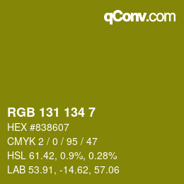 Color code: RGB 131 134 7 | qconv.com