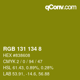 Color code: RGB 131 134 8 | qconv.com