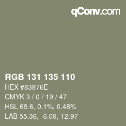 颜色代码: RGB 131 135 110 | qconv.com