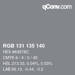 カラーコード: RGB 131 135 140 | qconv.com