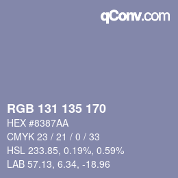 Color code: RGB 131 135 170 | qconv.com