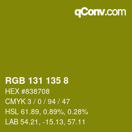 颜色代码: RGB 131 135 8 | qconv.com