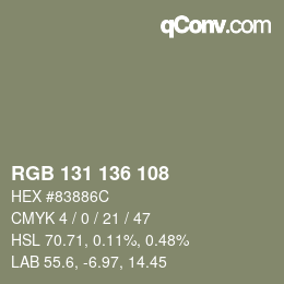 カラーコード: RGB 131 136 108 | qconv.com