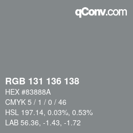 カラーコード: RGB 131 136 138 | qconv.com