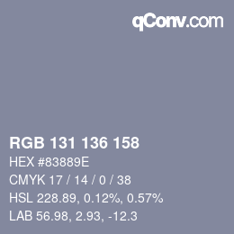 カラーコード: RGB 131 136 158 | qconv.com