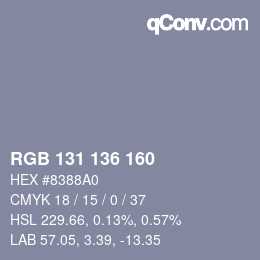 Color code: RGB 131 136 160 | qconv.com