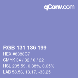 Color code: RGB 131 136 199 | qconv.com