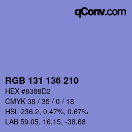 Color code: RGB 131 136 210 | qconv.com