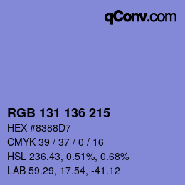 Color code: RGB 131 136 215 | qconv.com