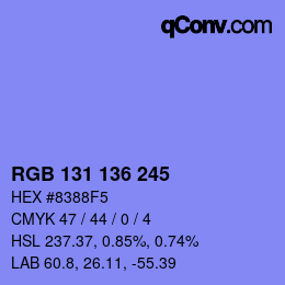Color code: RGB 131 136 245 | qconv.com