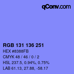 Color code: RGB 131 136 251 | qconv.com