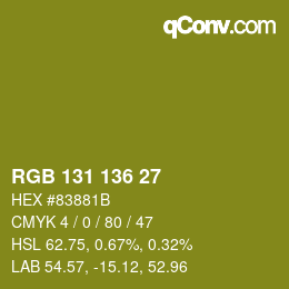 Código de color: RGB 131 136 27 | qconv.com