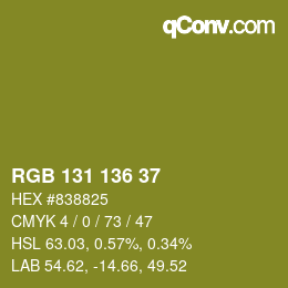 Color code: RGB 131 136 37 | qconv.com