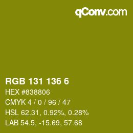 Color code: RGB 131 136 6 | qconv.com