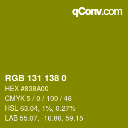 Color code: RGB 131 138 0 | qconv.com