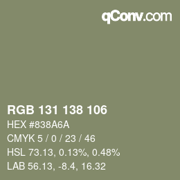 Color code: RGB 131 138 106 | qconv.com