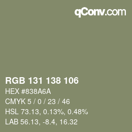 Color code: RGB 131 138 106 | qconv.com