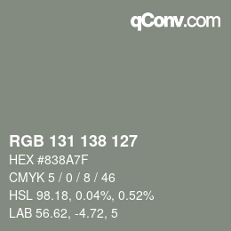 Farbcode: RGB 131 138 127 | qconv.com