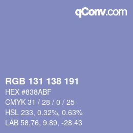Color code: RGB 131 138 191 | qconv.com