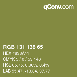 Color code: RGB 131 138 65 | qconv.com