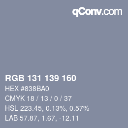 Código de color: RGB 131 139 160 | qconv.com