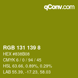 カラーコード: RGB 131 139 8 | qconv.com