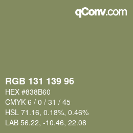 カラーコード: RGB 131 139 96 | qconv.com