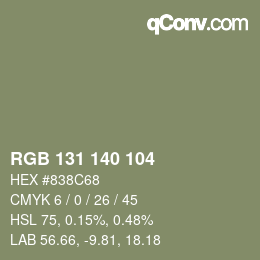 Código de color: RGB 131 140 104 | qconv.com