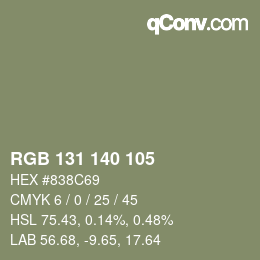 颜色代码: RGB 131 140 105 | qconv.com