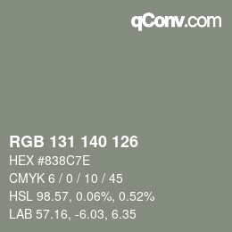 Color code: RGB 131 140 126 | qconv.com
