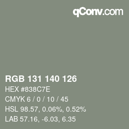 Color code: RGB 131 140 126 | qconv.com