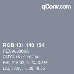 颜色代码: RGB 131 140 154 | qconv.com