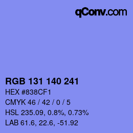 Color code: RGB 131 140 241 | qconv.com