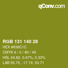 颜色代码: RGB 131 140 28 | qconv.com