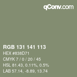 カラーコード: RGB 131 141 113 | qconv.com
