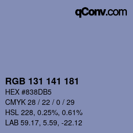 Código de color: RGB 131 141 181 | qconv.com