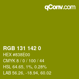 Color code: RGB 131 142 0 | qconv.com