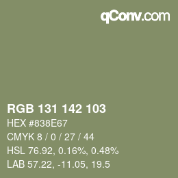 Código de color: RGB 131 142 103 | qconv.com