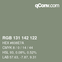 カラーコード: RGB 131 142 122 | qconv.com