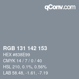 Color code: RGB 131 142 153 | qconv.com