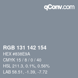 Color code: RGB 131 142 154 | qconv.com
