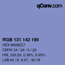 Color code: RGB 131 142 199 | qconv.com