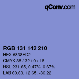 カラーコード: RGB 131 142 210 | qconv.com