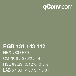 颜色代码: RGB 131 143 112 | qconv.com