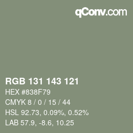 カラーコード: RGB 131 143 121 | qconv.com