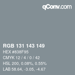 カラーコード: RGB 131 143 149 | qconv.com