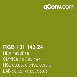 Color code: RGB 131 143 24 | qconv.com
