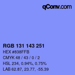 カラーコード: RGB 131 143 251 | qconv.com